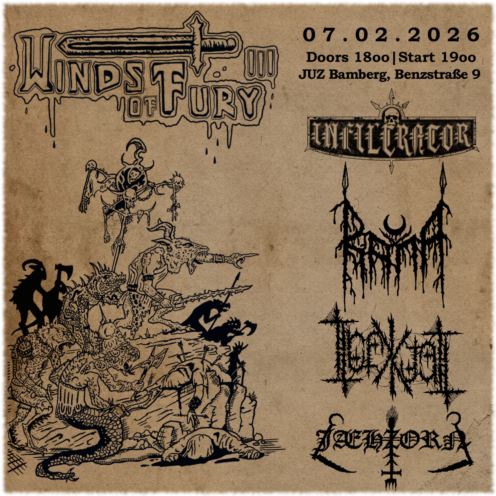 WINDS OF FURY III am siebten Februar 2026 ab 18Uhr in der Benze Bamberg